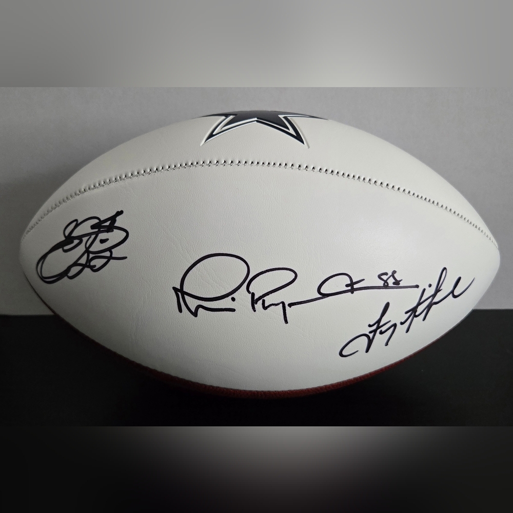 Dallas Cowboys Troy Aikman Michael Irvin Emmitt Smith Signed Football GTSM Cert.